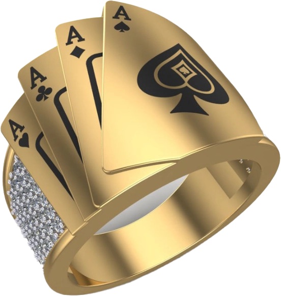 ring with quad ace card design